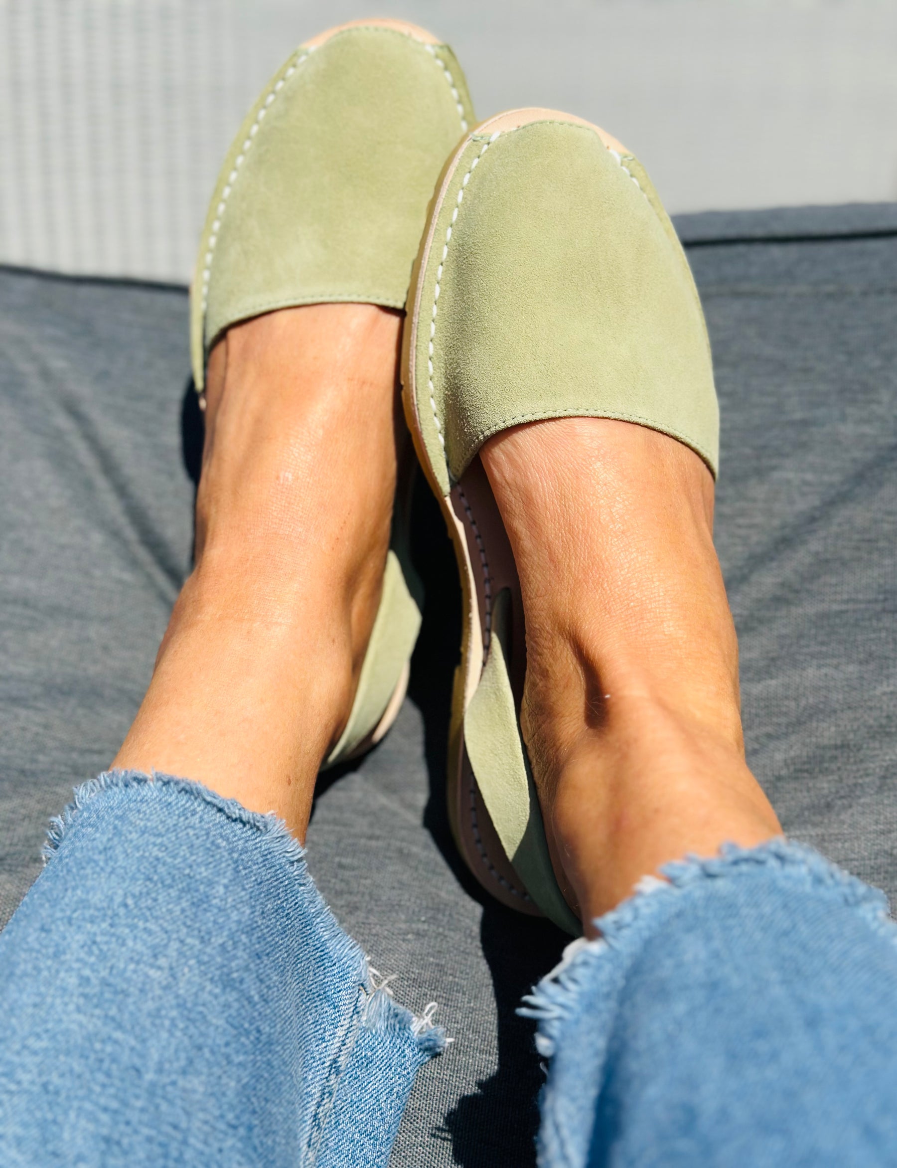 Sage Green Suede Avarcas