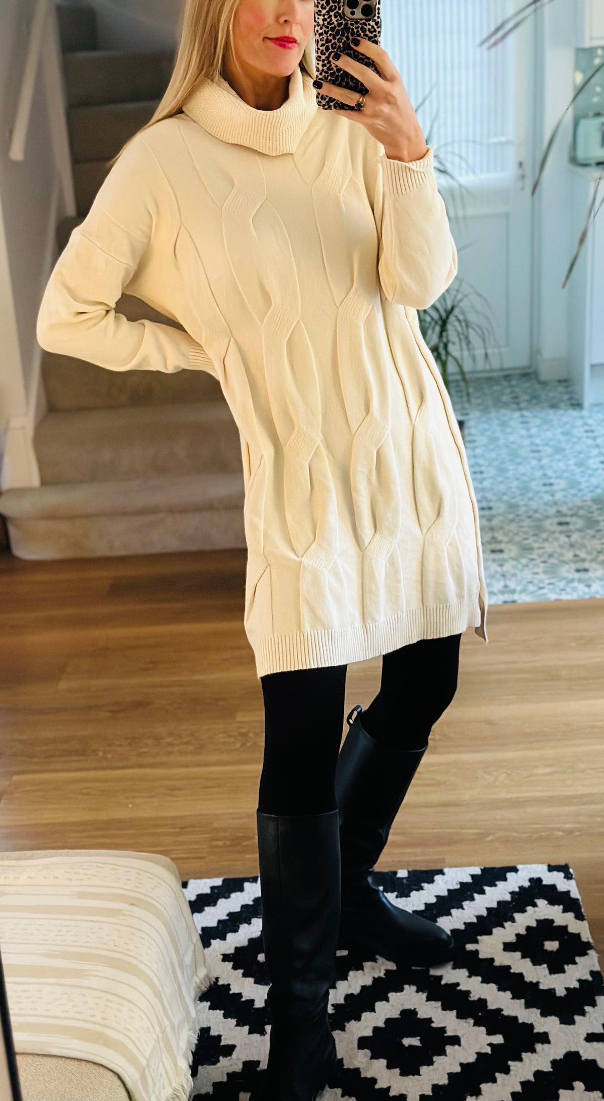 Roll neck jumper dress