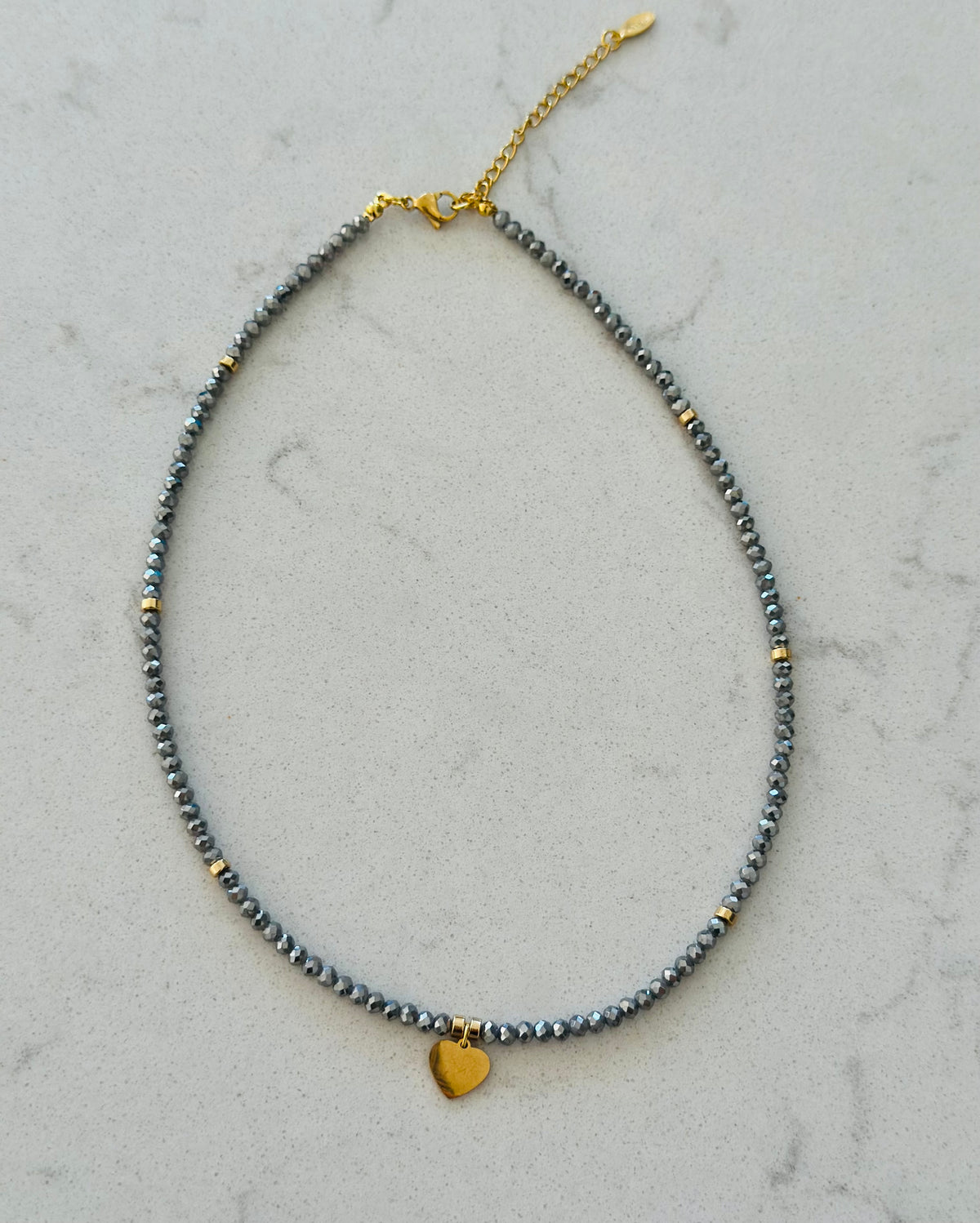 Jet heart choker necklace