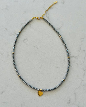 Jet heart choker necklace