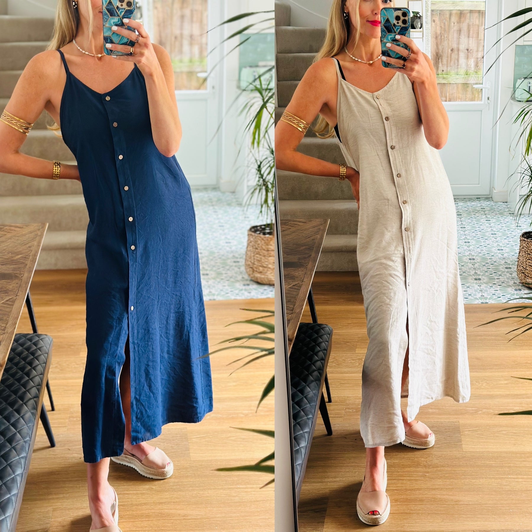 Linen button Dress
