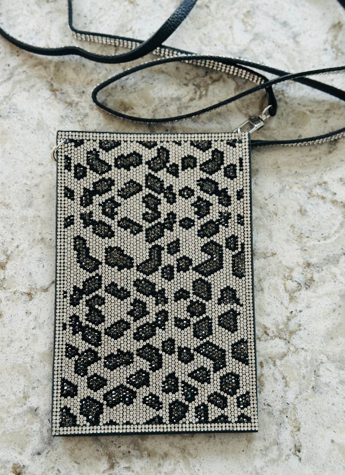 Leopard Print Crystal Phone Bag