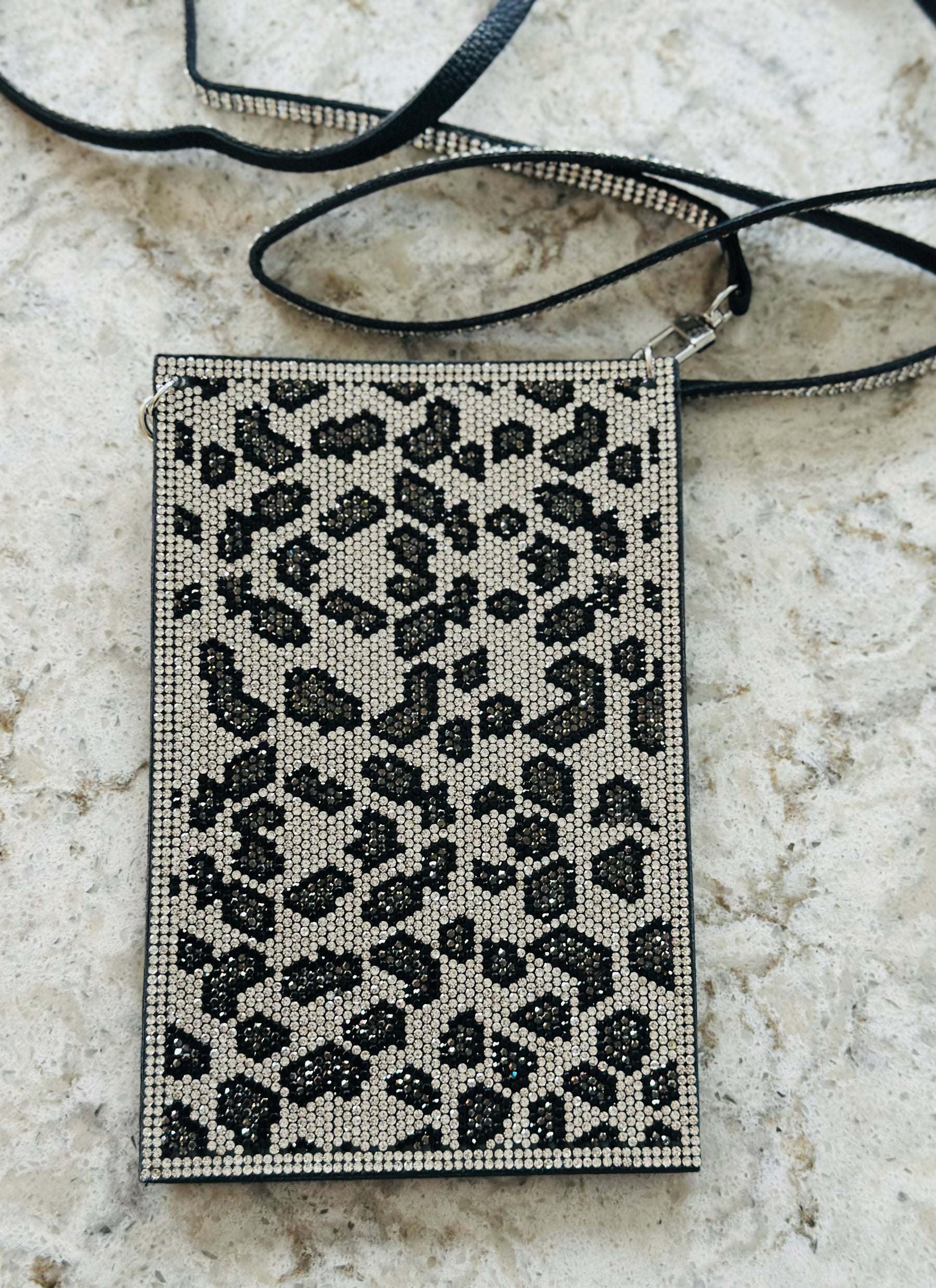 Leopard Print Crystal Phone Bag