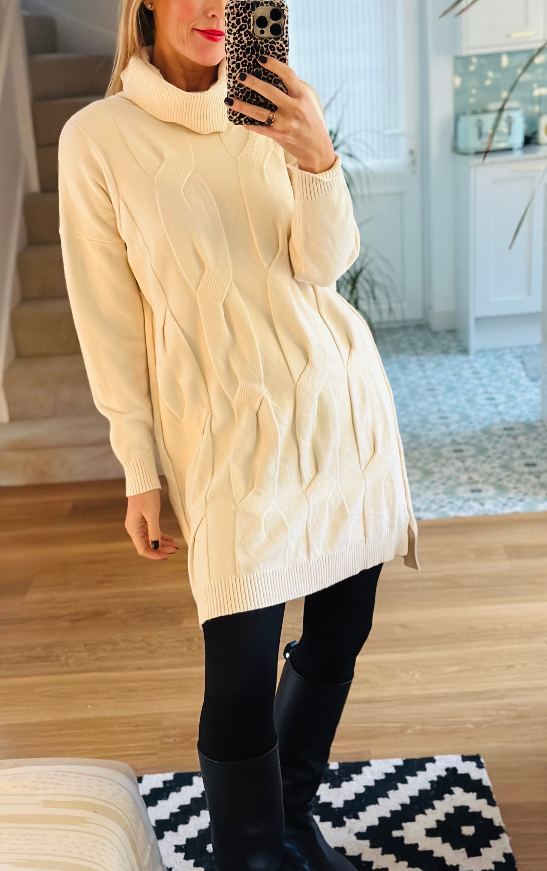 Roll neck jumper dress