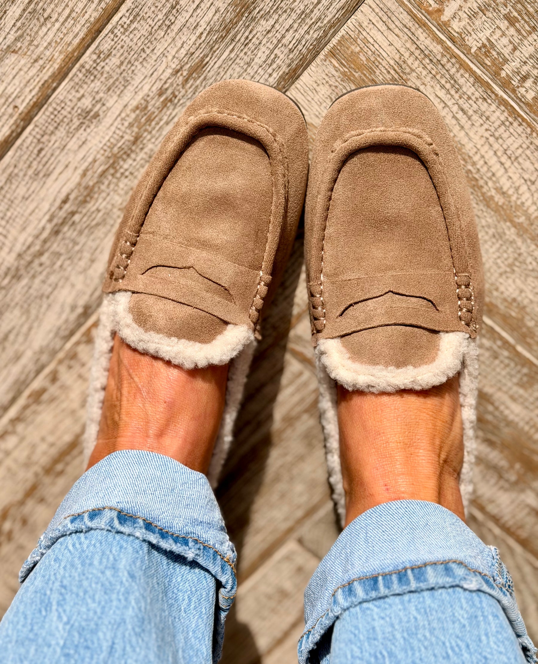 Fur lined Penny Loafer Taupe