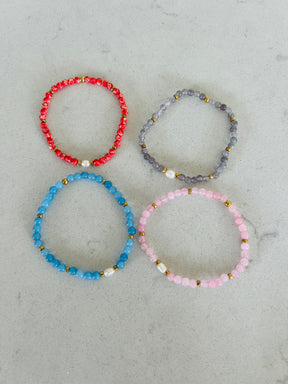 Freshwater Pearl & Semi Precious Stone Stretch Bracelets