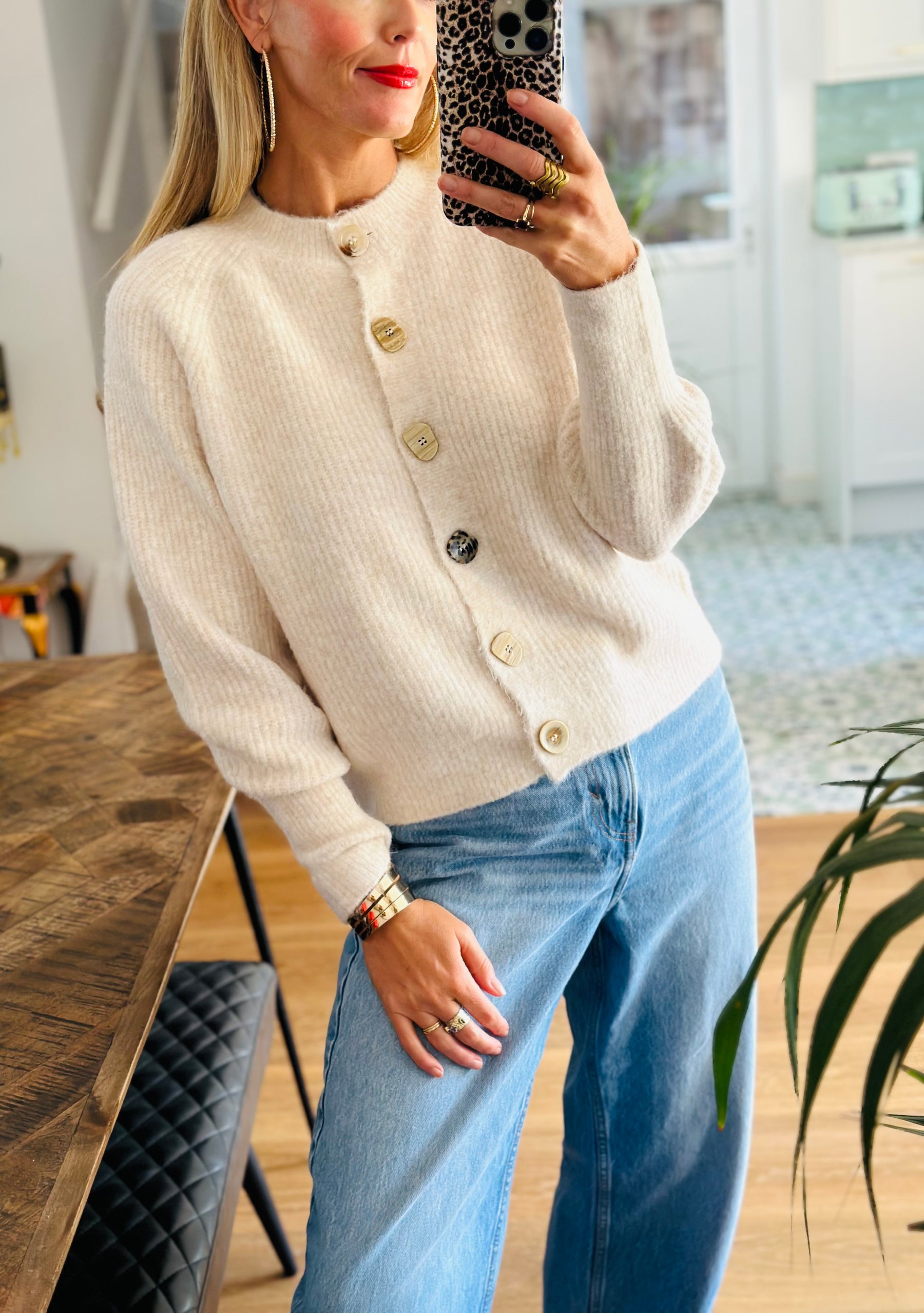 Oatmeal Knitted Cardigan
