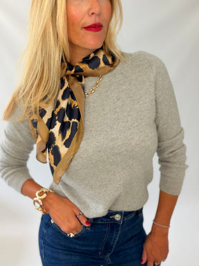 Leopard Silk Satin Bandana Scarf