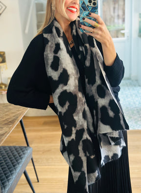 Oversized Printed Scarf Grey