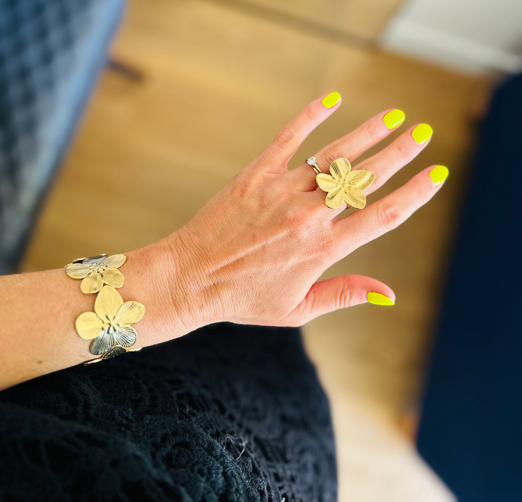 Gold Flower Cuff