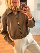 Taupe Zip Front Faux Leather Jacket