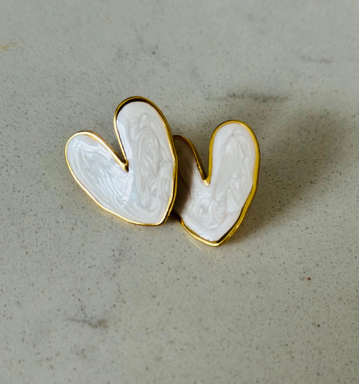Oversized White Heart Earrings