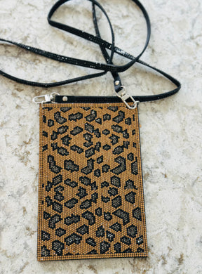 Leopard Print Crystal Phone Bag