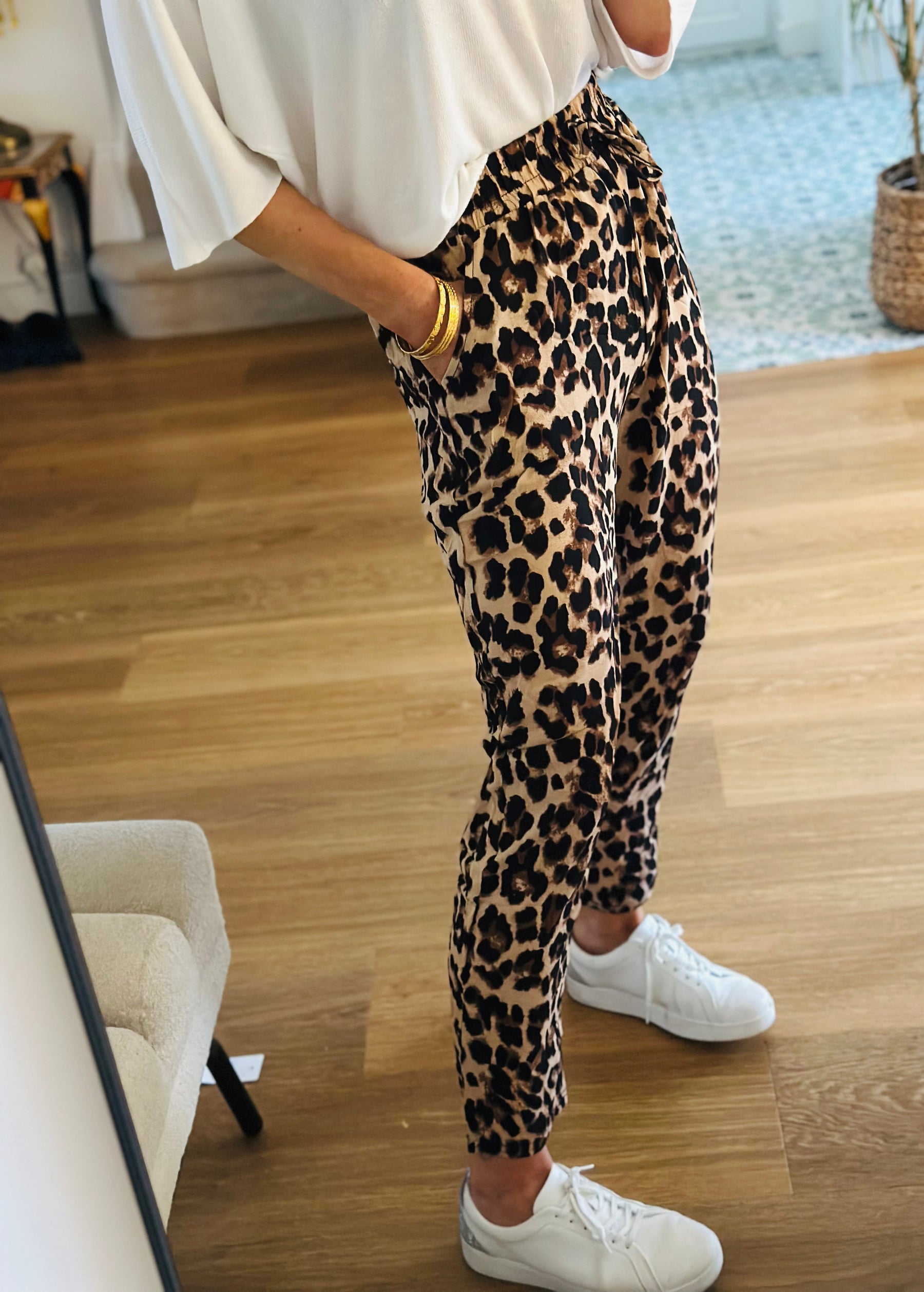 Leopard Resort Trousers in Camel