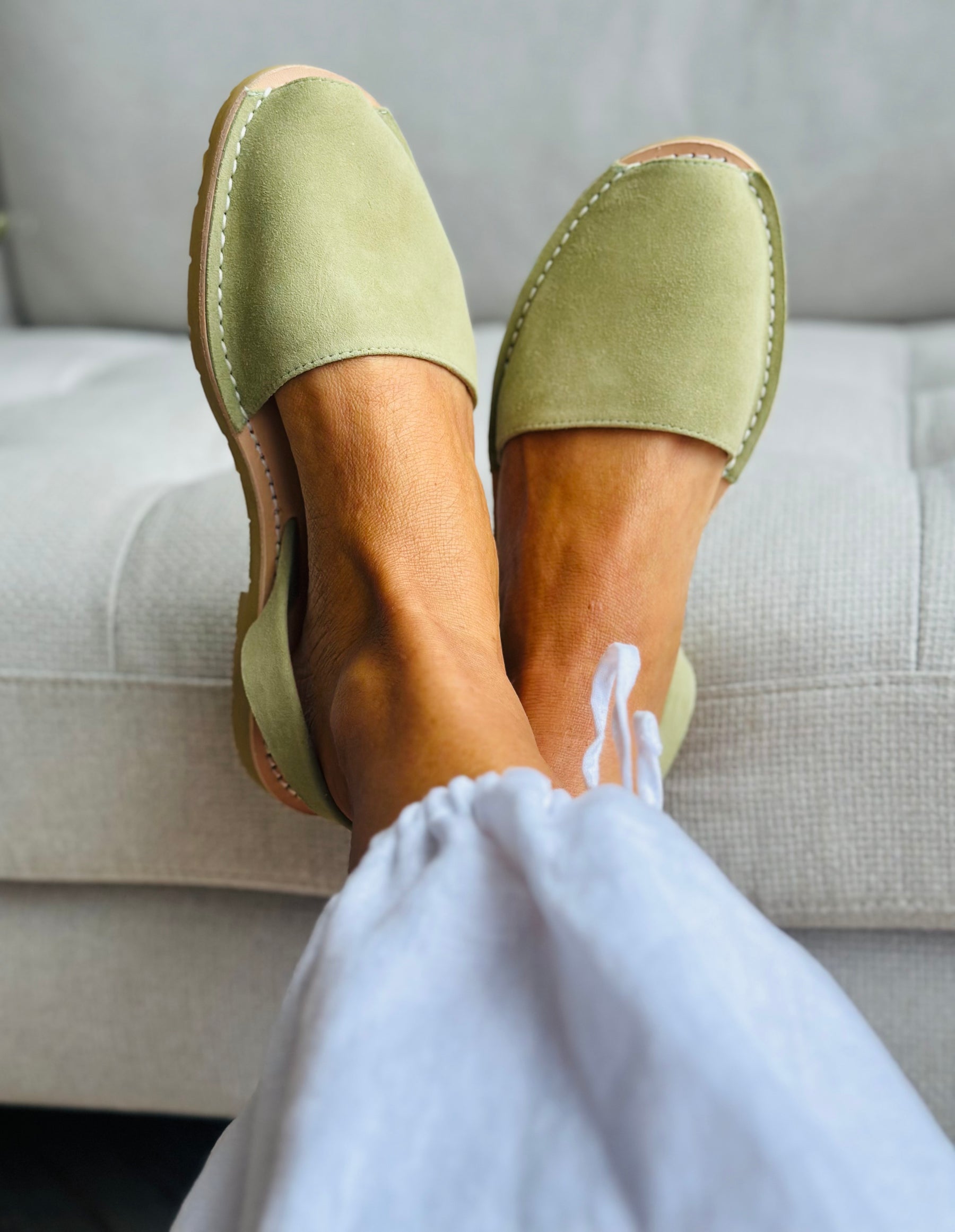Sage Green Suede Avarcas