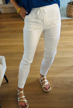 Straight Leg Stretch Trousers White