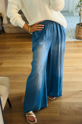 Wide Leg Denim Trousers