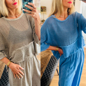 Linen Mesh Top
