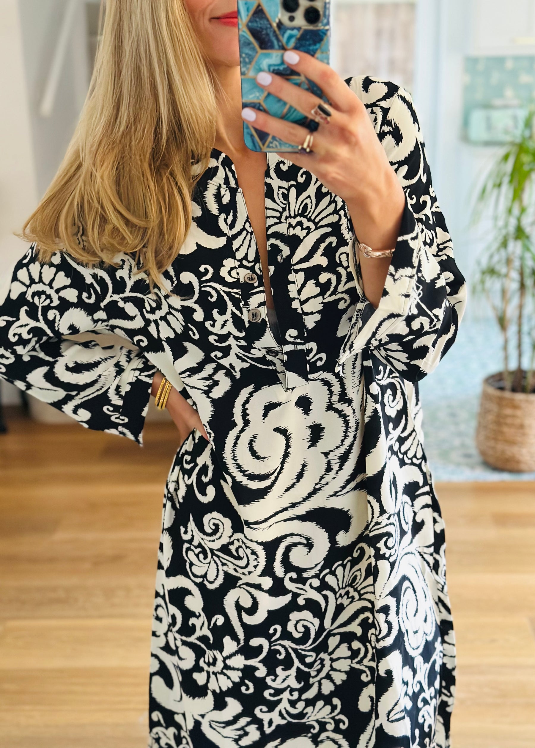 Patterned Tunic in Black