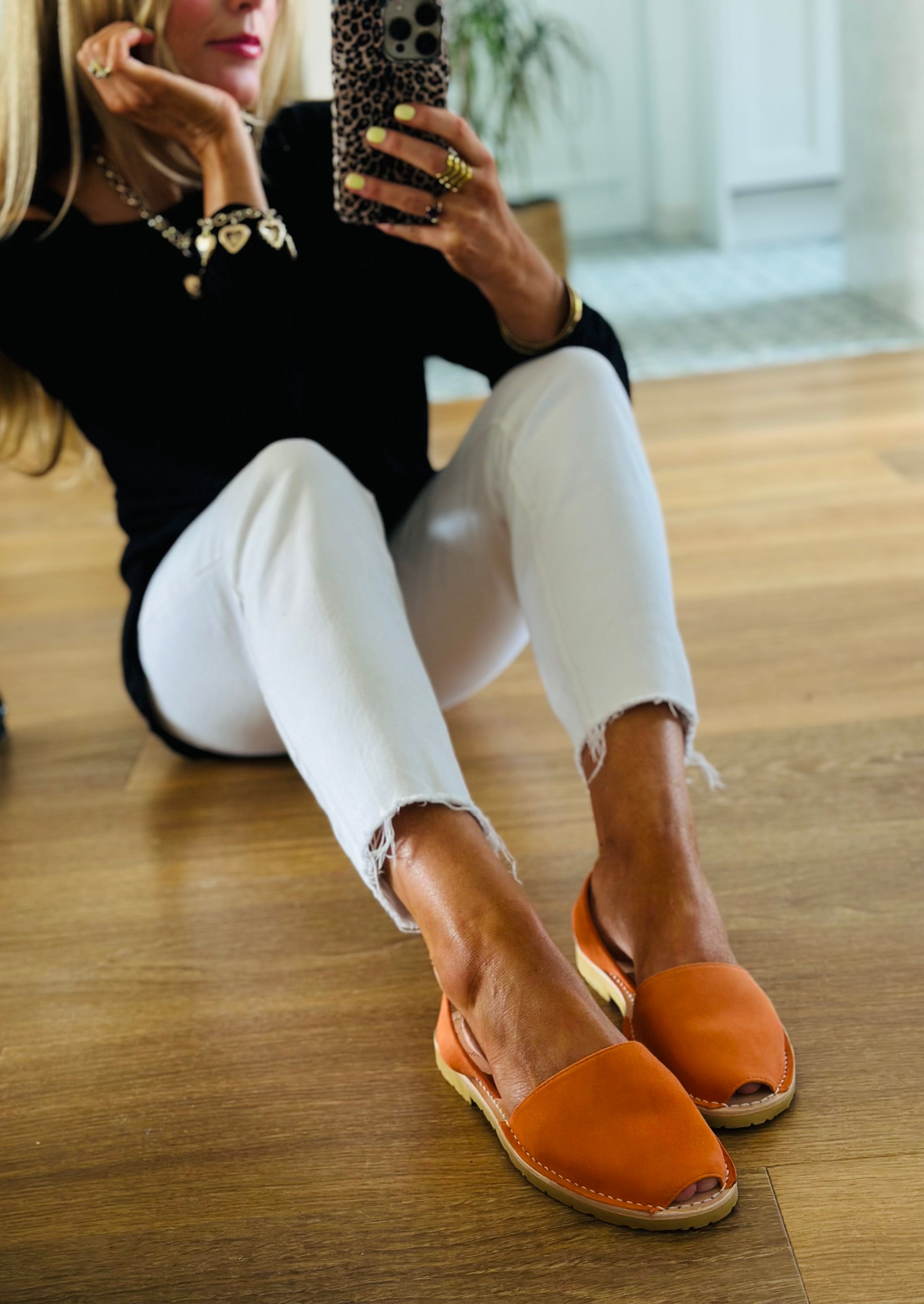 Mandarin Orange Suede Avarcas