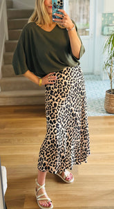 Silk Leopard Print Bias Cut Skirt