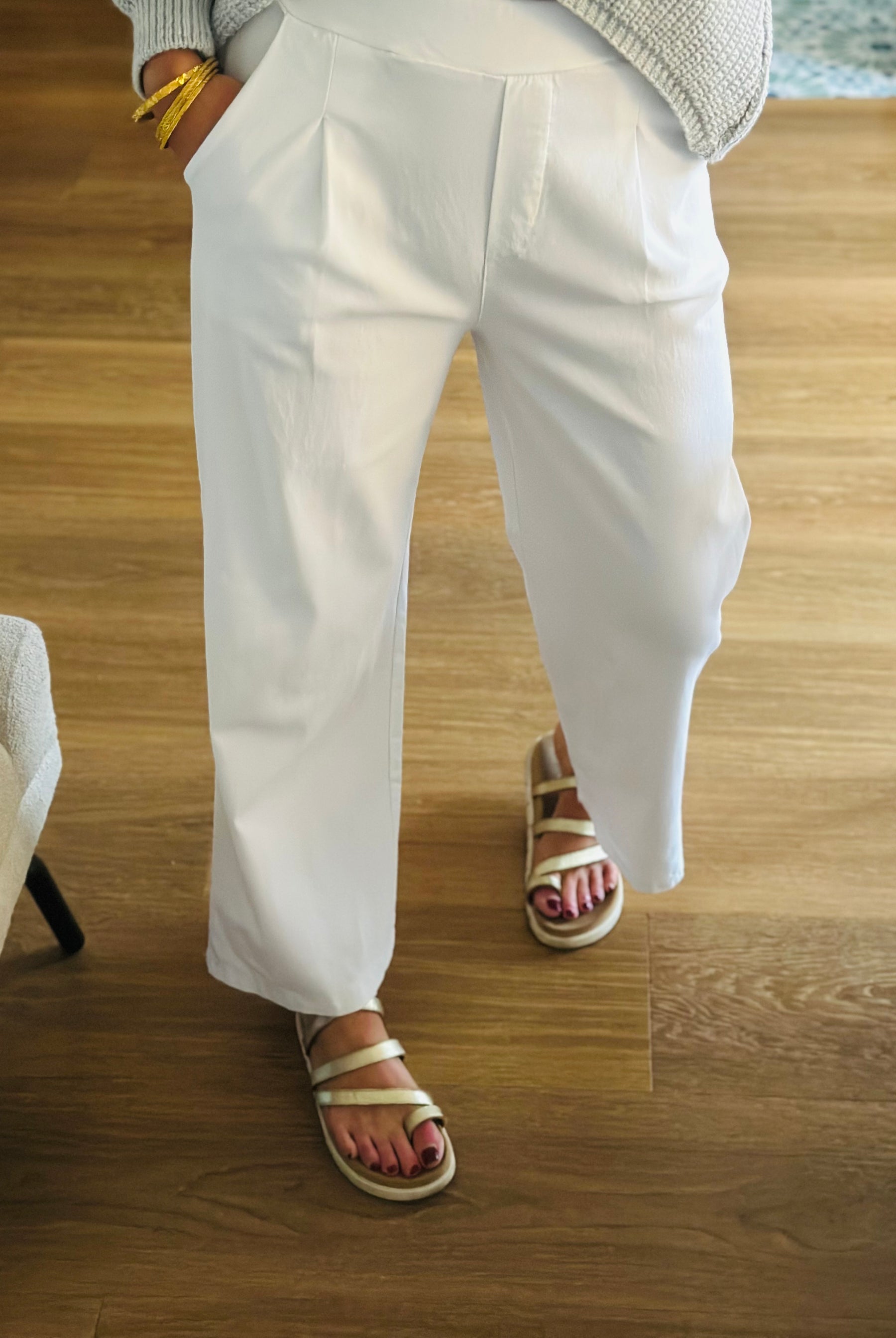 Wide Leg Trousers White