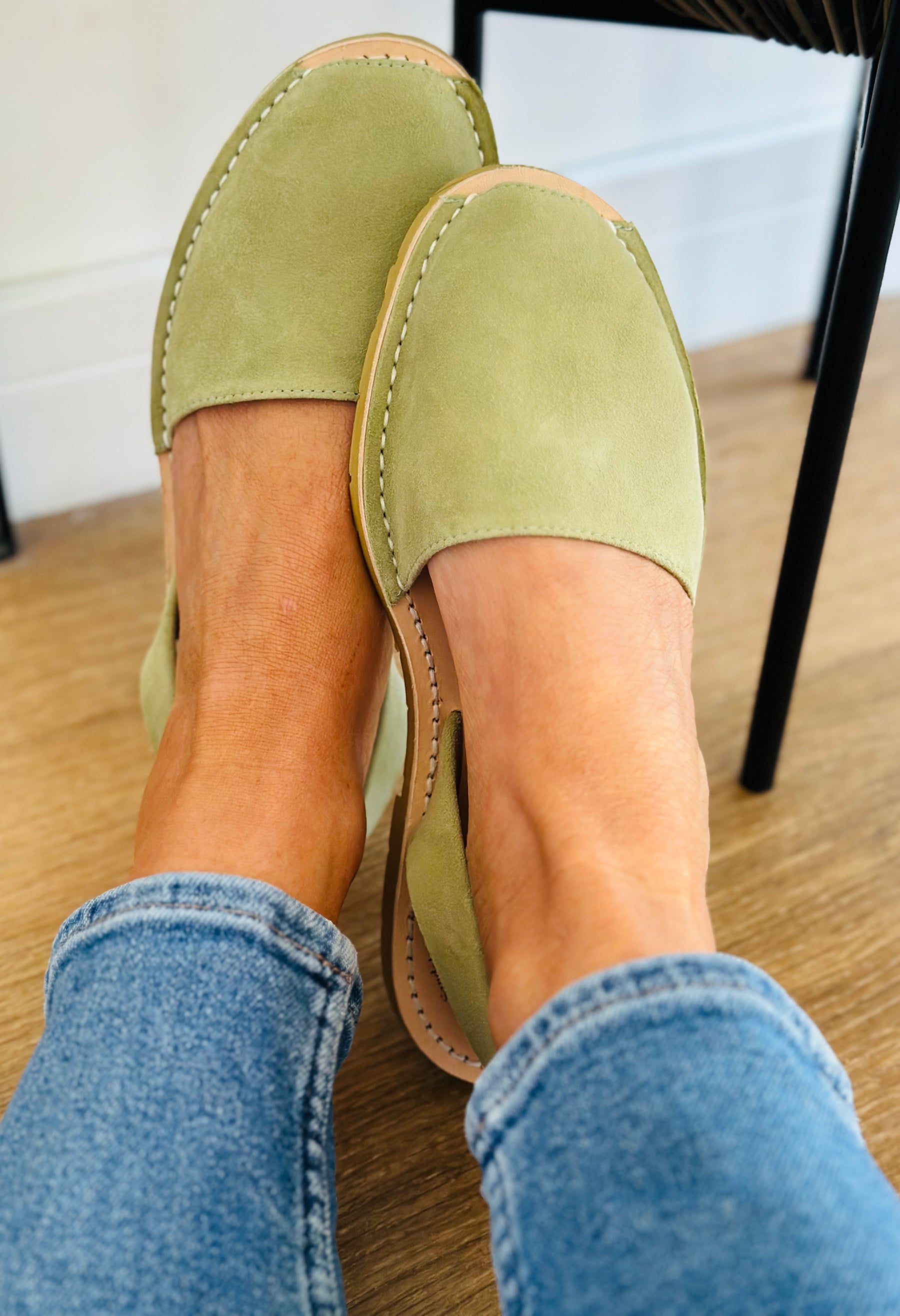 Sage Green Suede Avarcas