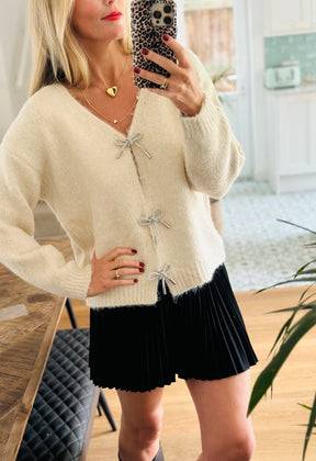 Diamanté Bow Jumper