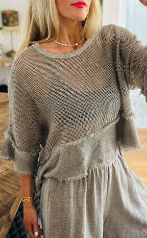 Linen Mesh Top