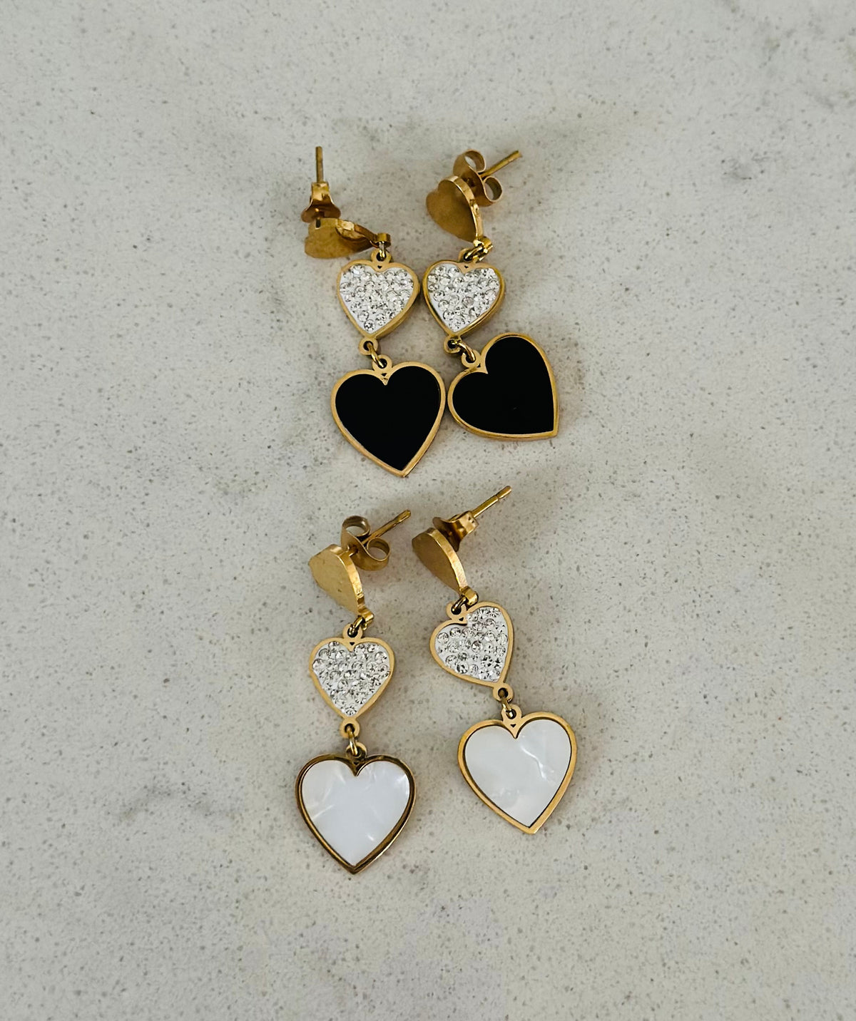Diamante Heart Drop Earrings