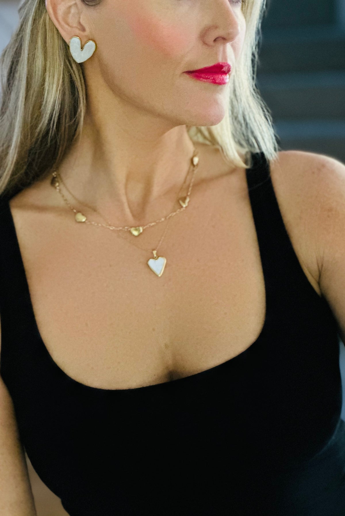 Oversized White Heart Earrings