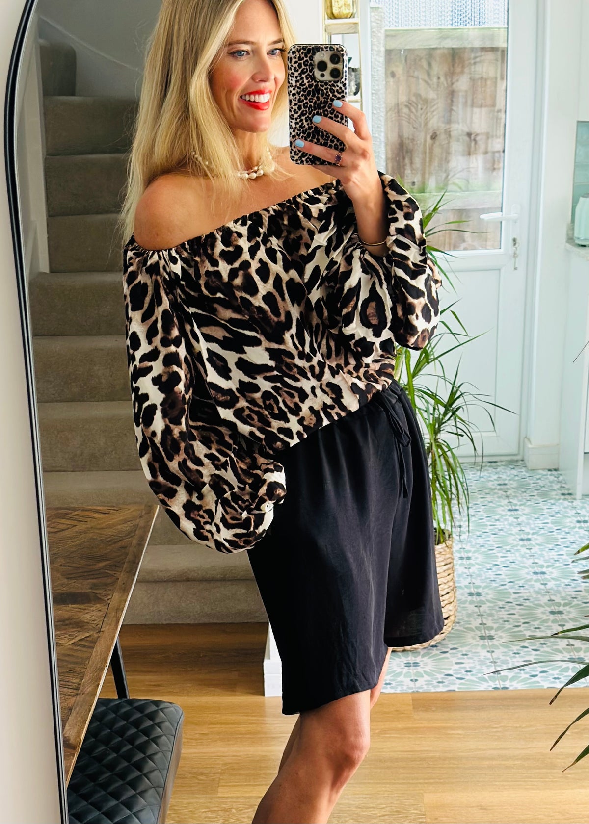 Leopard Print Bardot Top
