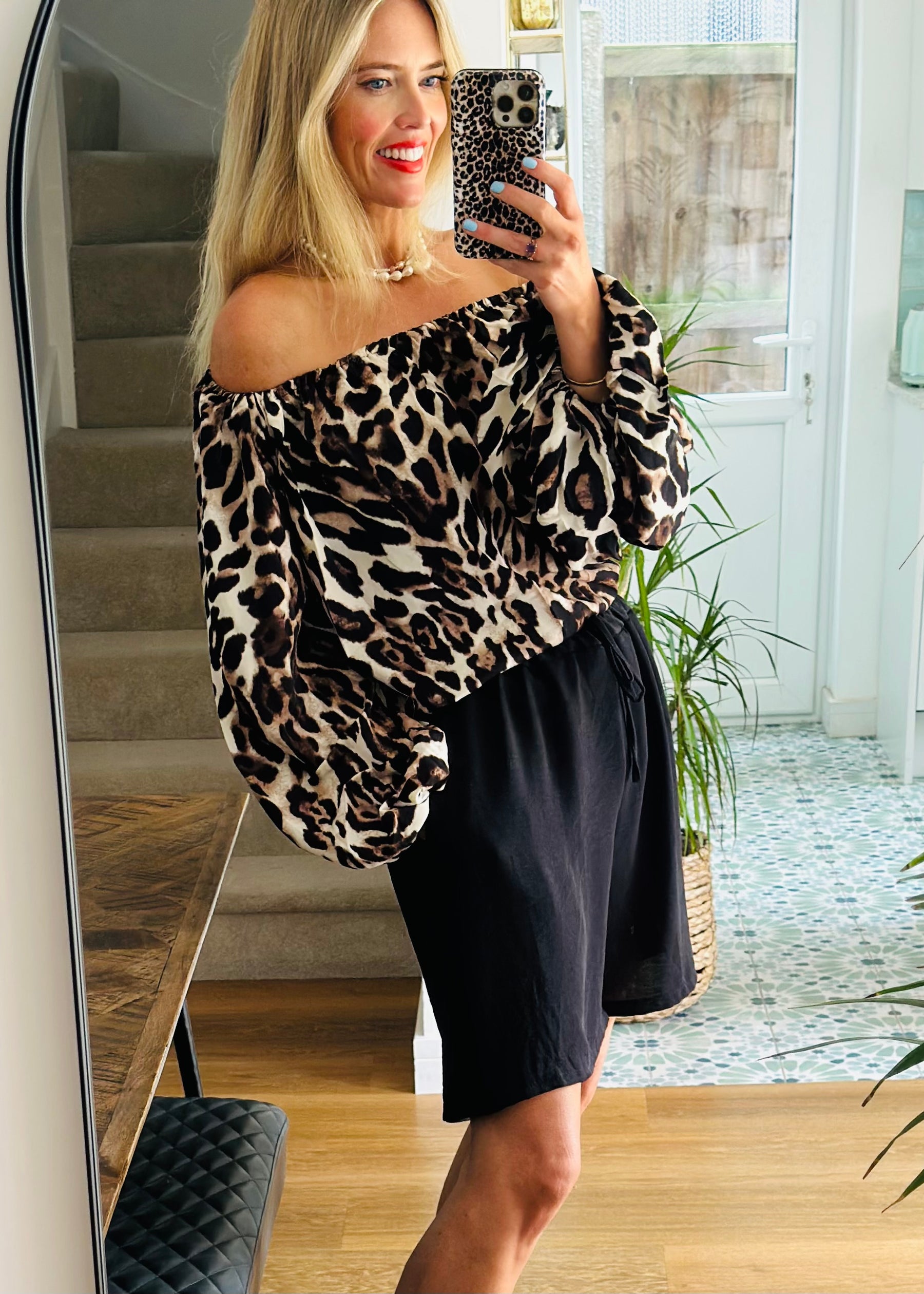 Leopard Print Bardot Top
