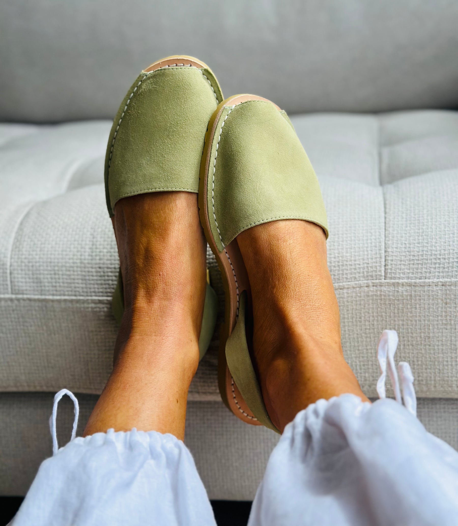 Sage Green Suede Avarcas