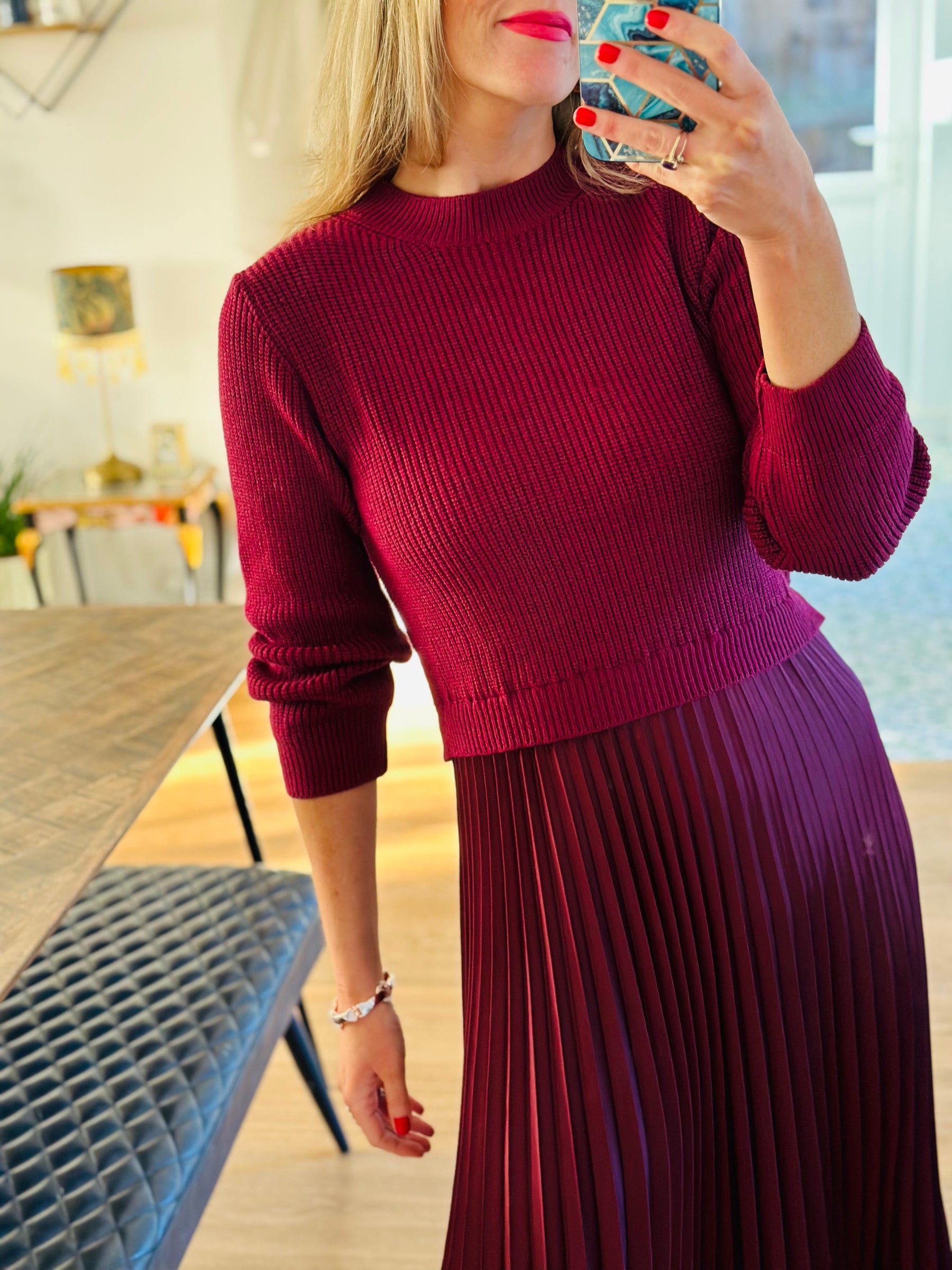 Berry Plise Dress