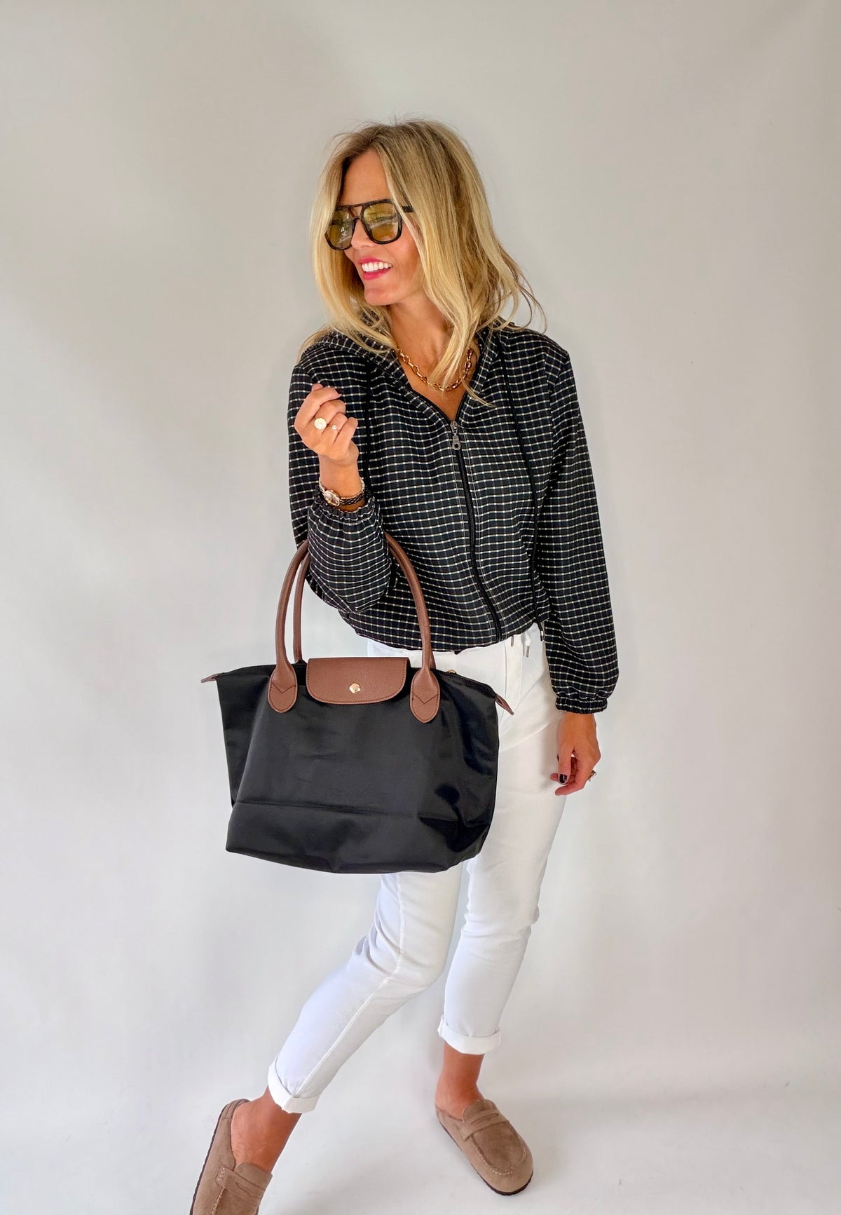 Black Check Hooded Jacket