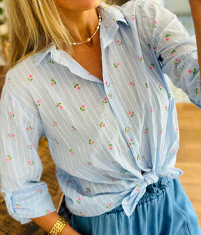 Pinstripe floral Shirt
