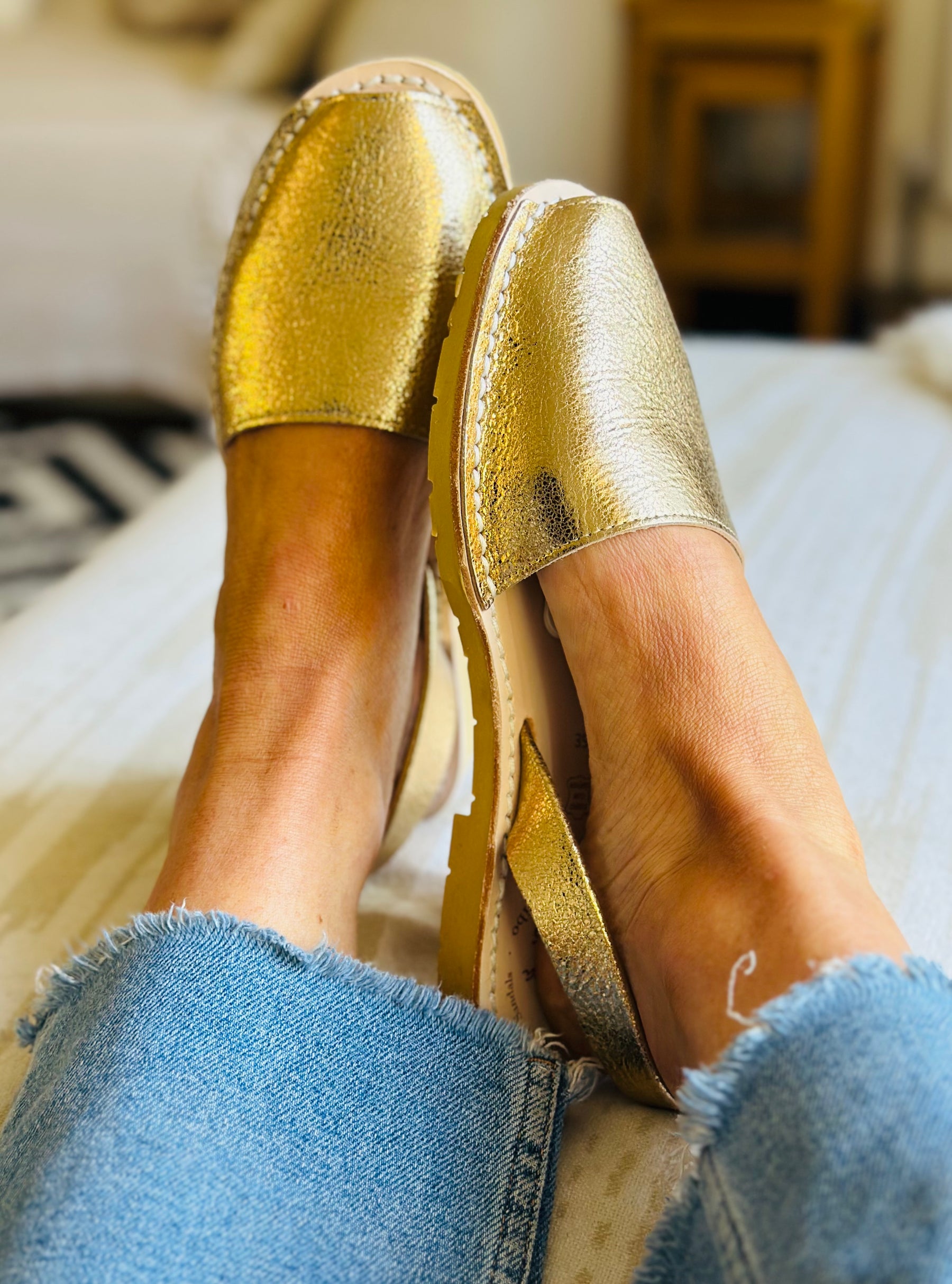 Gold Luxe Leather Avarcas