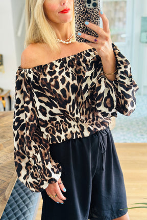Leopard Print Bardot Top