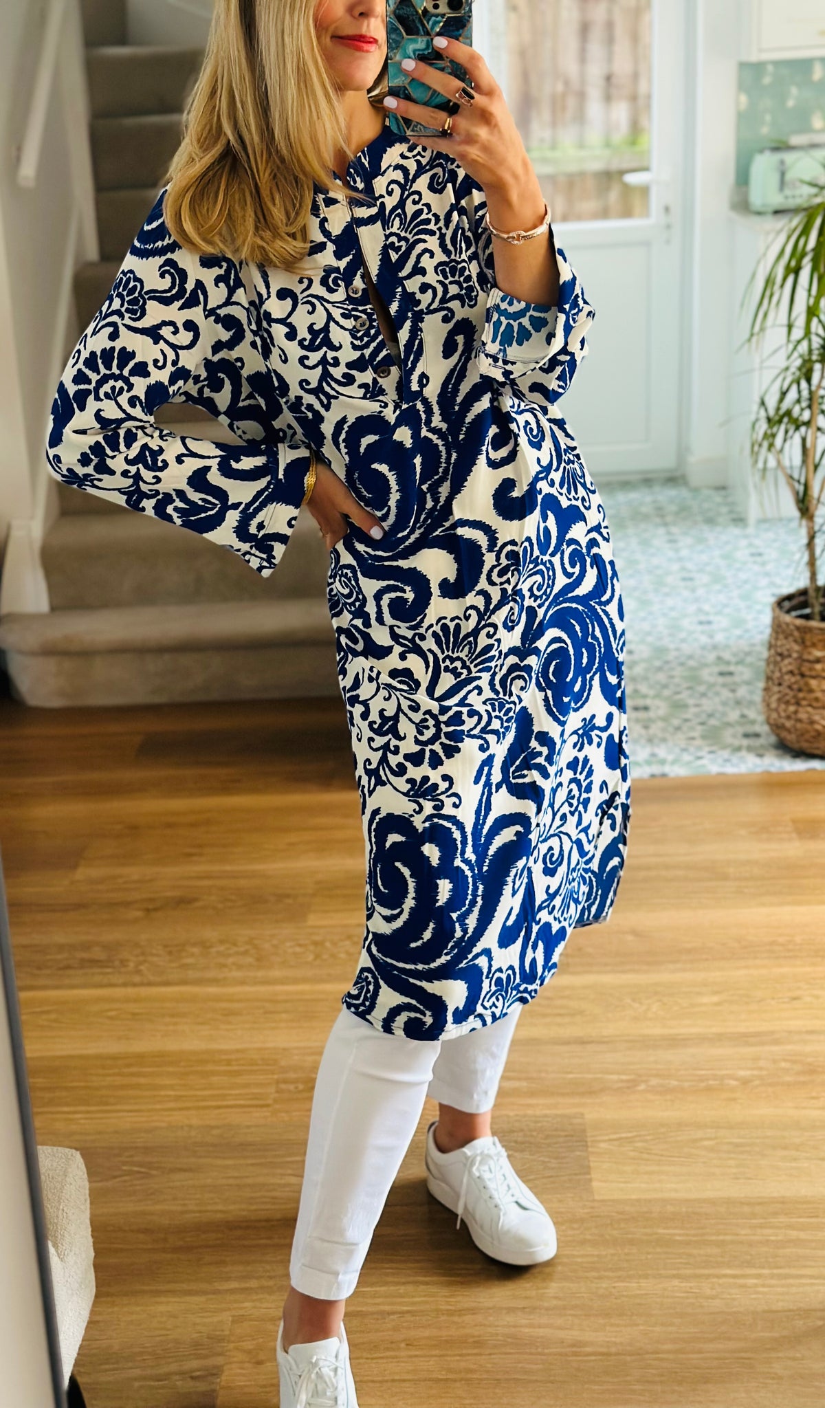 Patterned Tunic in Indigo