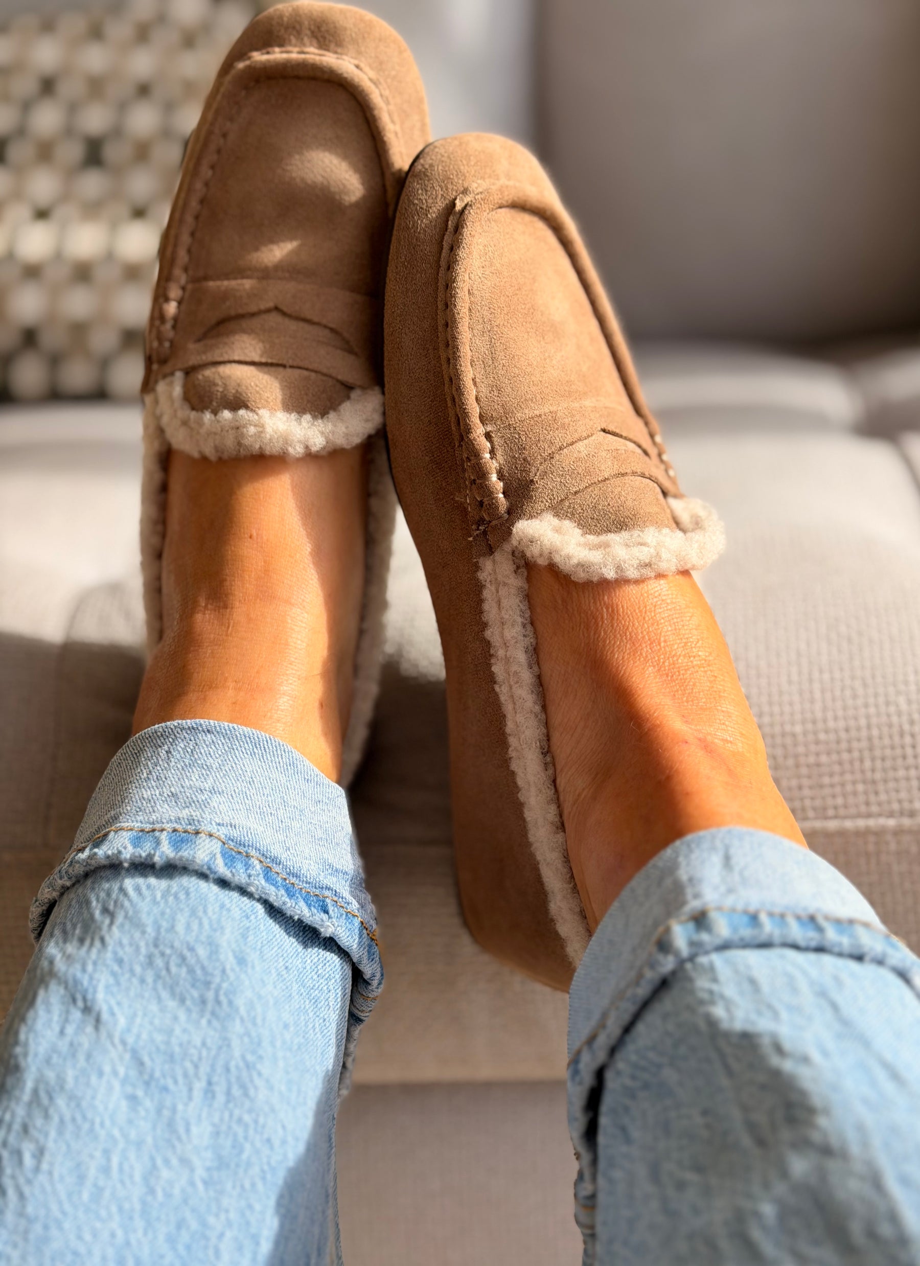 Fur lined Penny Loafer Taupe