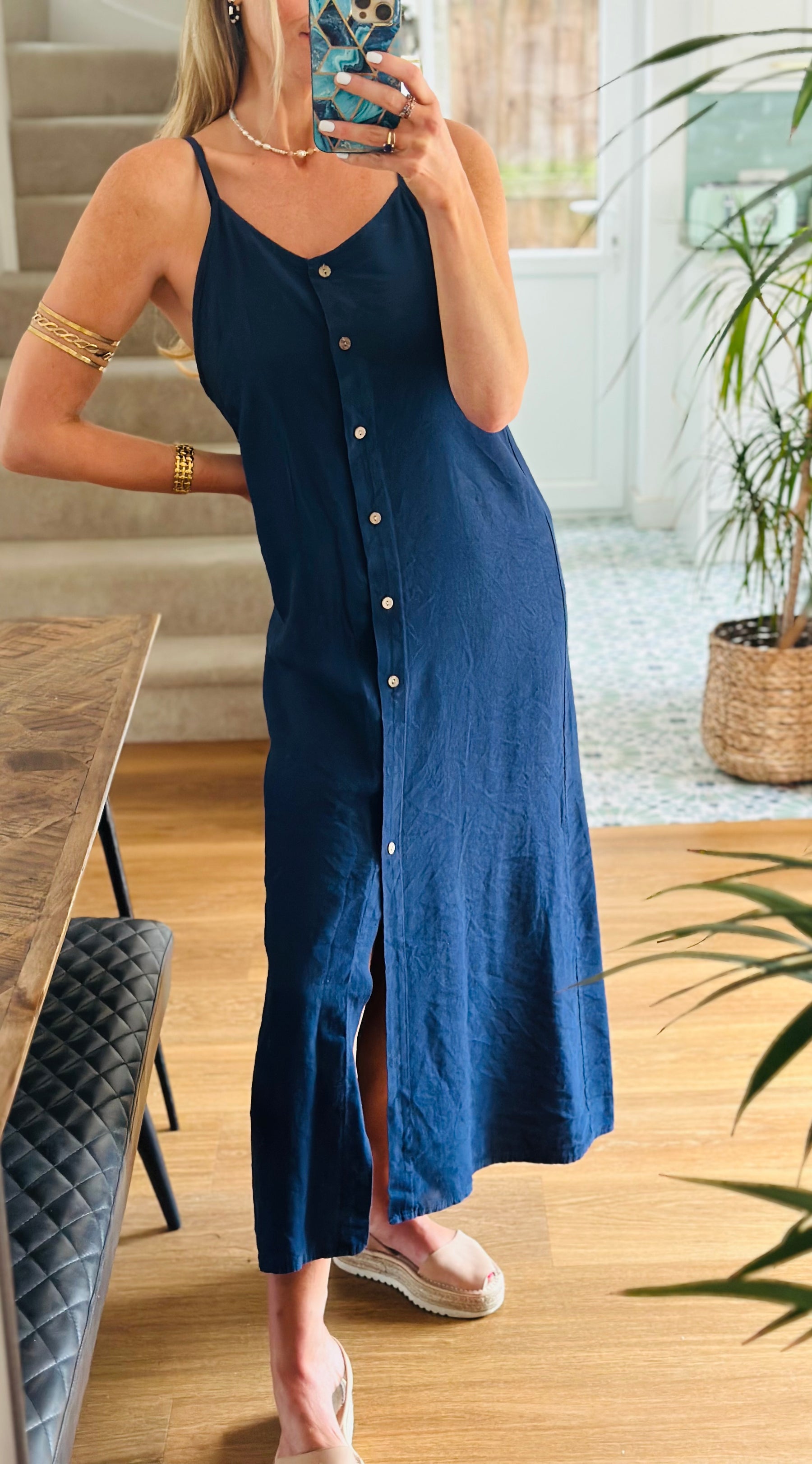 Linen button Dress
