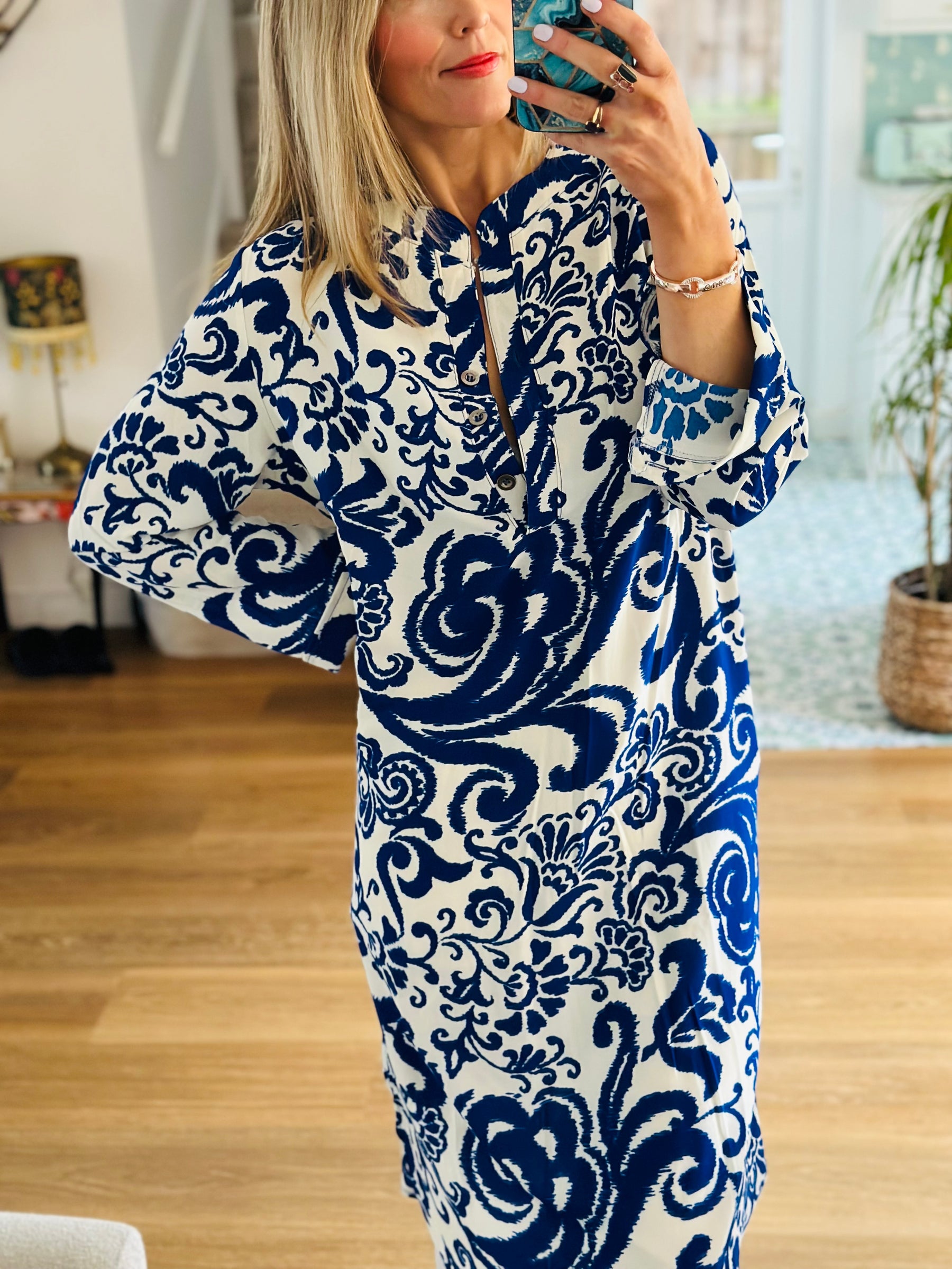 Patterned Tunic in Indigo