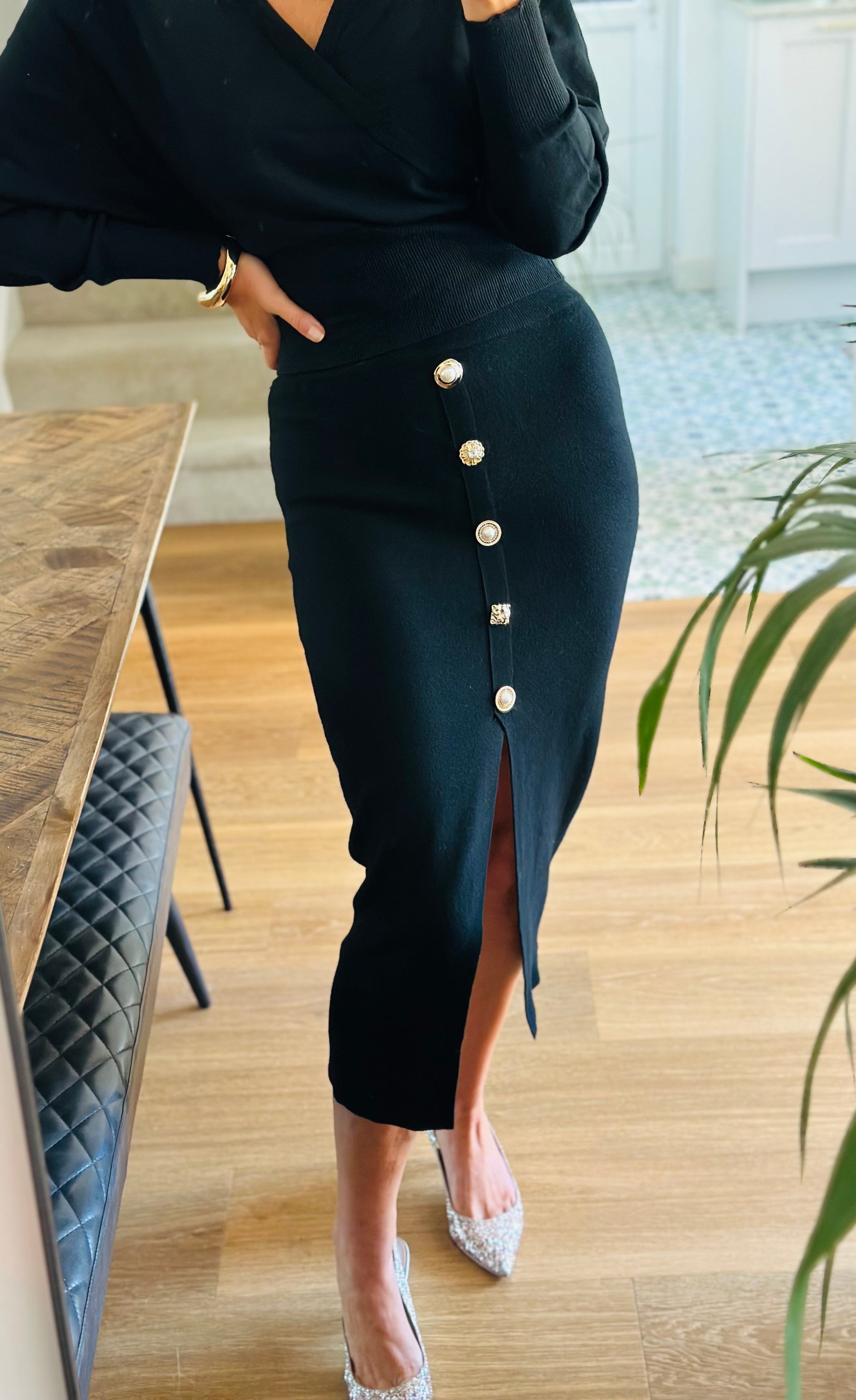 Knitted Stretch Midi Skirt