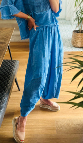 Linen Barrel Leg Trousers