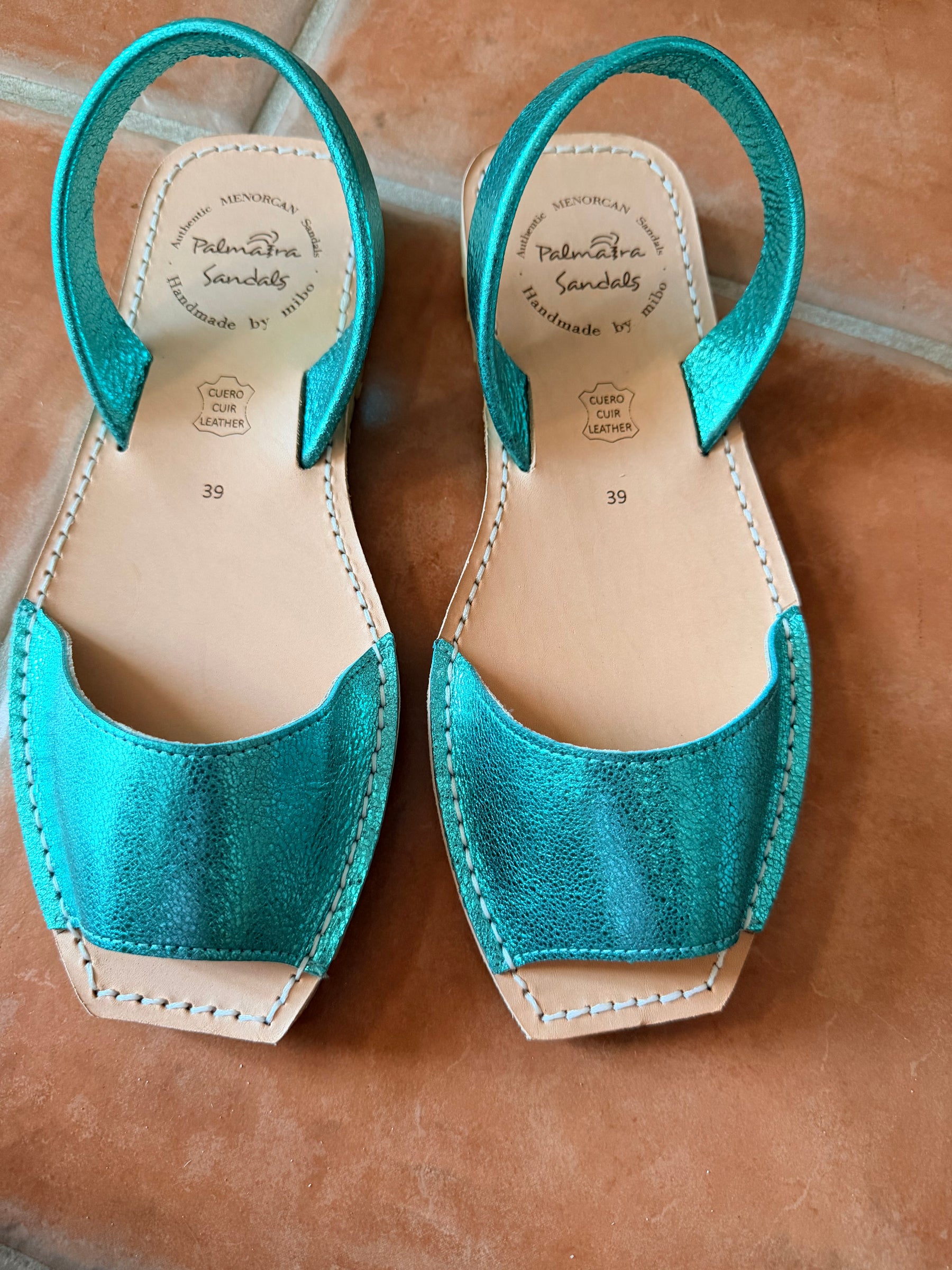 Sample sale aqua blue metallic peeptoe size 39