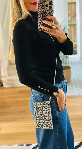 Leopard Print Crystal Phone Bag