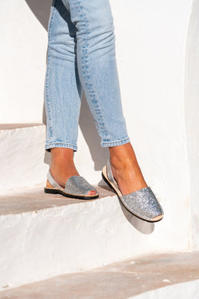 Silver Glitter Avarcas