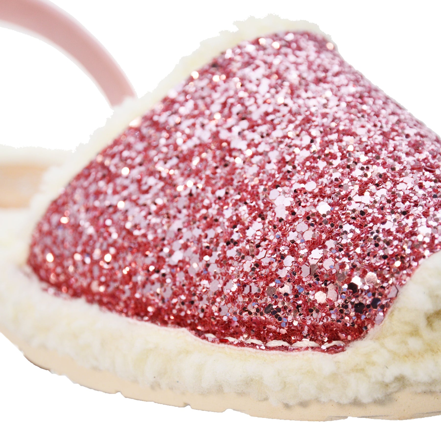 Pink glitter wool lined spanish menorcan slipper avarcas