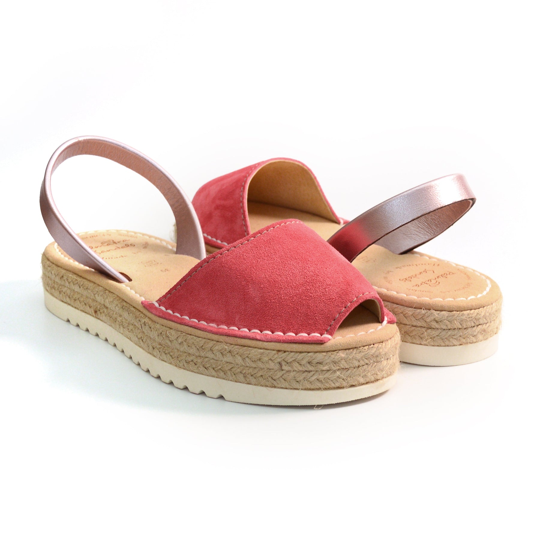 pink suede espadrille lowform avarca menorcan spanish sandals